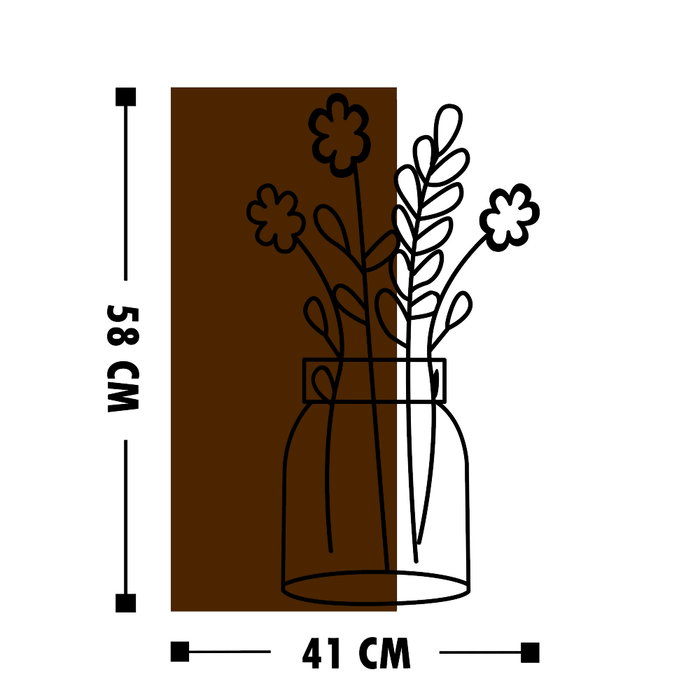 Wallity Cicek2 Escultura de pared de madera y metal nogal y negro Wallity Cicek2 Escultura de pared de madera y metal nogal y negro